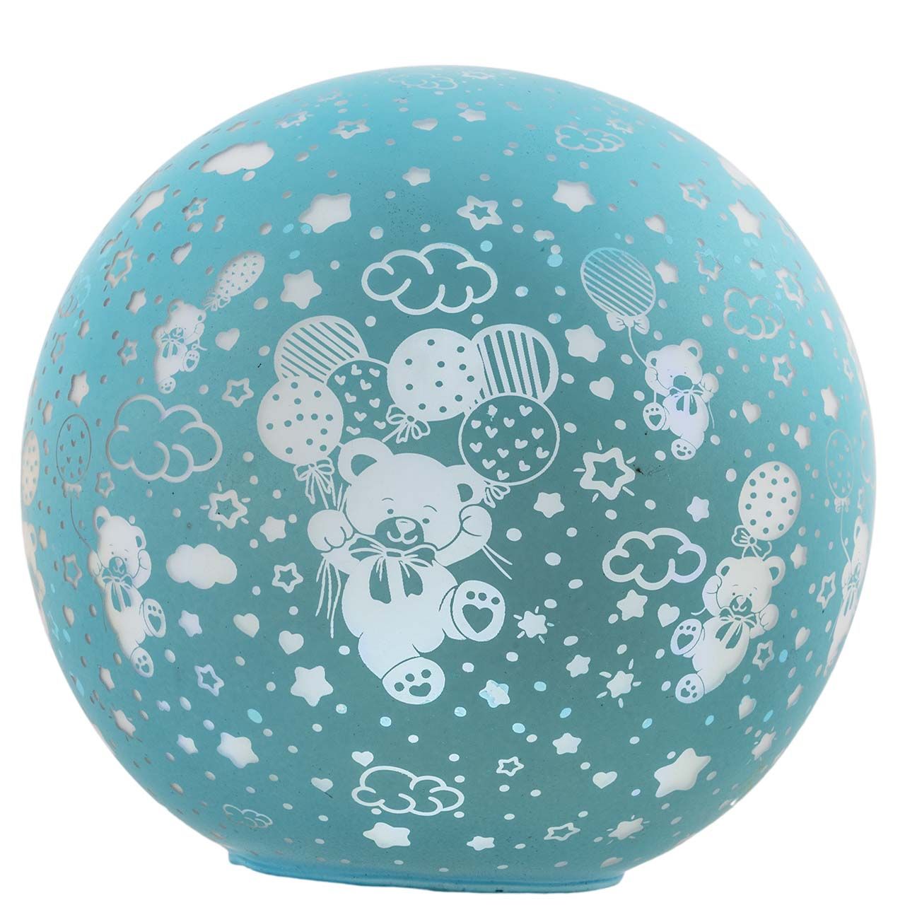 LAMPADA SFERA D. 18 GIREVOLE CON TELEC. DECORO ORSETTI AZZURRO